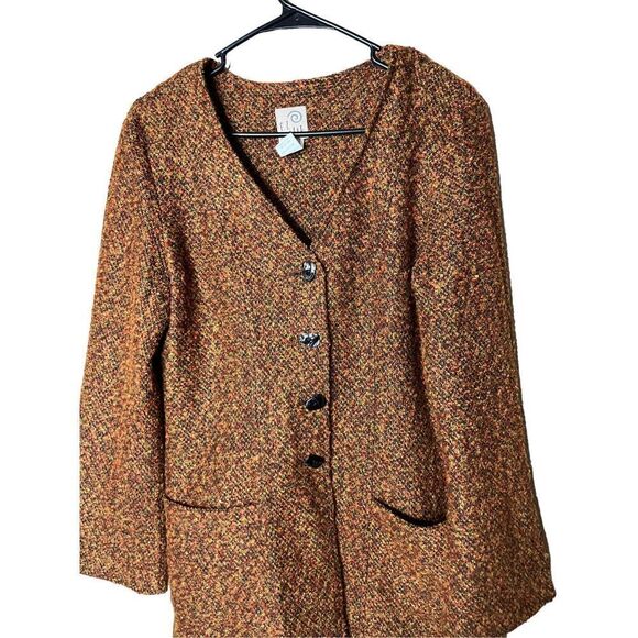 Vintage F.L Malik Tweed Long Line Coat Size M - Picture 2 of 9